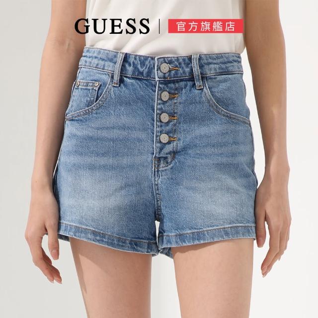 【GUESS】質感鈕扣休閒女牛仔短褲(兩色任選)