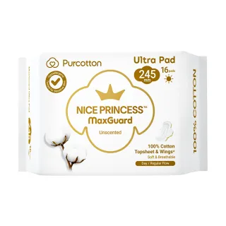 【全棉時代Purcotton】100%純棉超淨吸日用衛生棉 24.5公分 奈絲公主系列(16入)