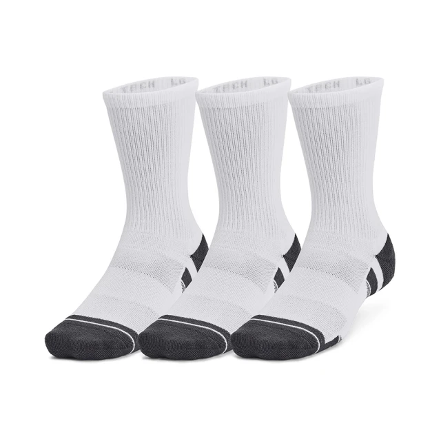 UNDER ARMOUR UA 男女同款 Perf Tech 3pk 中長襪_1382033-100(白色)