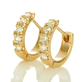 【DOLLY】0.40克拉 輕珠寶18K黃K金鑽石耳環(002)