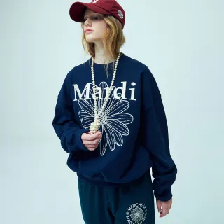 【MARDI MERCREDI】印花大學TEE 海軍藍 經典小雛菊 刺繡 奶油花 純棉 SWEATSHIRT FLOWERMARDI NEEDLEWORK