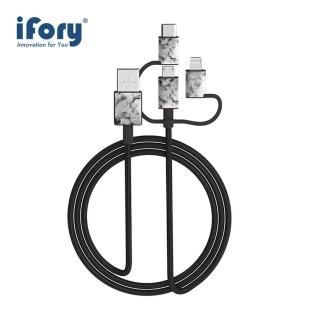 【iFory】iFory USB-A to MirocB+Lightning+Type-C 蘋果MFi認證 三合一雙層編織充電傳輸線(0.9M)