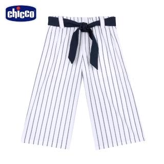 【Chicco】24SS童裝-墨藍花園-直條寬版長褲