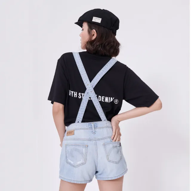 【5th STREET】雙11 女裝 吊帶短褲 吊帶褲 牛仔吊帶褲 淺藍(927015)
