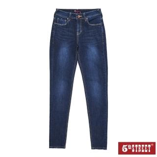 【5th STREET】女裝 牛仔褲 女長褲 牛仔 中腰 彈性修身 深藍(947342)