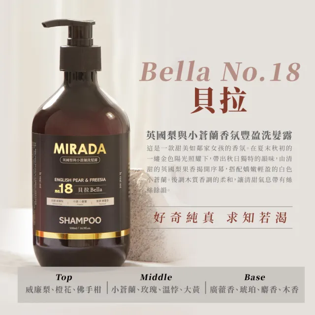 【MIRADA】香氛豐盈洗髮露 500ml 2入組(英國梨與小蒼蘭X2)