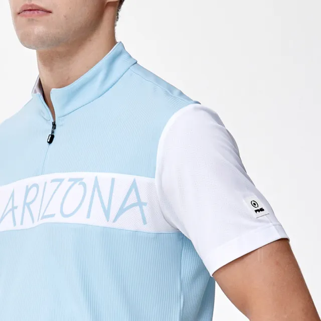 【PING】男款ARIZONA抗UV高爾夫立領短袖上衣-水藍(吸濕排汗/GOLF/高爾夫球衫/PA24120-53)