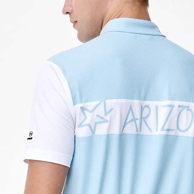 【PING】男款ARIZONA抗UV高爾夫立領短袖上衣-水藍(吸濕排汗/GOLF/高爾夫球衫/PA24120-53)