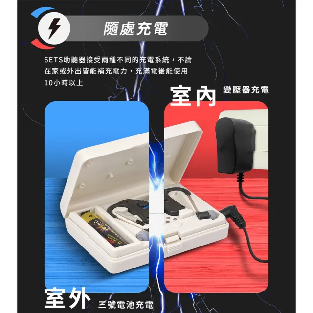 【Mimitakara耳寶】充電式助聽器 耳掛式 6ETS 雙耳
