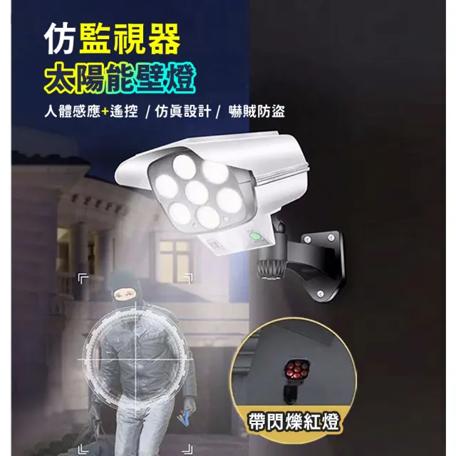 【Mr.U 優先生】爆亮可遙控 LED太陽能仿真監視器感應燈 77燈(太陽能監視器 仿攝像頭 仿監視器 壁燈)