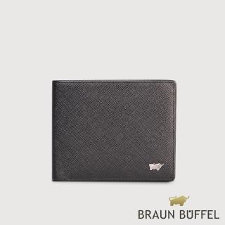 【BRAUN BUFFEL 德國小金牛】臺灣總代理 尚恩A 5卡透明窗皮夾-黑色(BF354-316-BK)