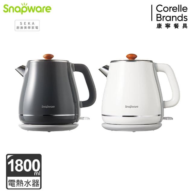 【CorelleBrands 康寧餐具】英式典雅316不鏽鋼雙層防燙電熱水壺1.8L(兩色任選)