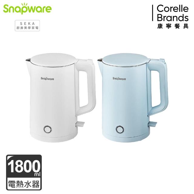 【CorelleBrands 康寧餐具】簡約時尚316不鏽鋼雙層防燙電熱水壺1.8L(兩色任選)