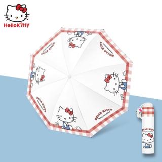 【HELLO KITTY】凱蒂貓手動三折黑膠晴雨傘摺疊傘(防曬傘 陽傘)