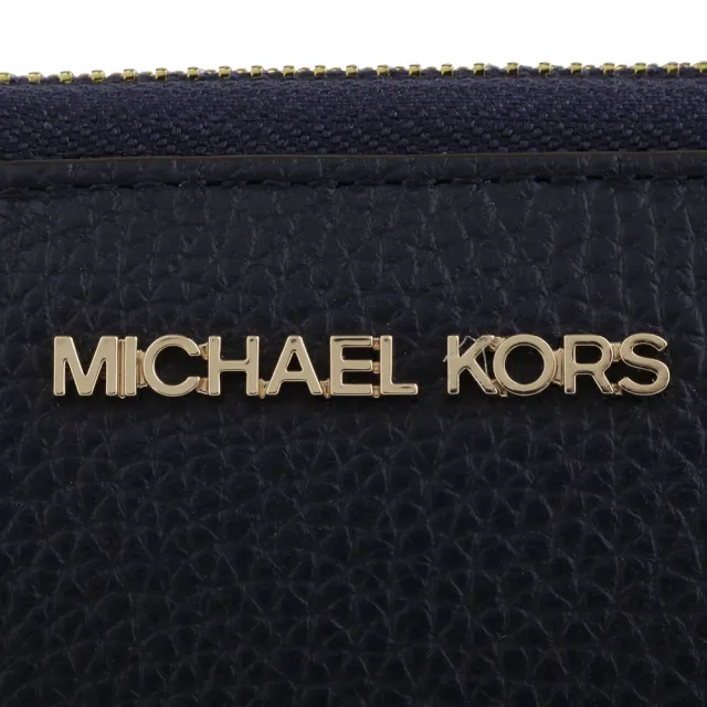 【Michael Kors】金字荔枝紋皮革掛帶手機包中夾(海軍藍)