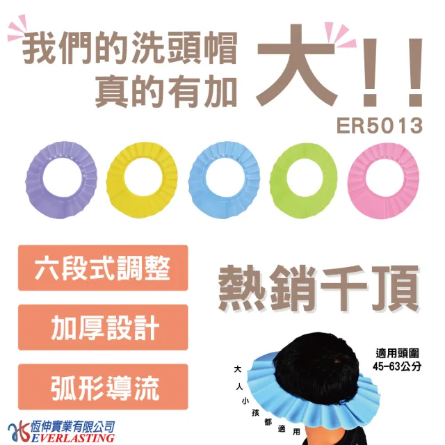 【恆伸醫療器材】ER-5013-88兒童/成人/銀髮族適用 洗頭帽(加大款 ５段調整)