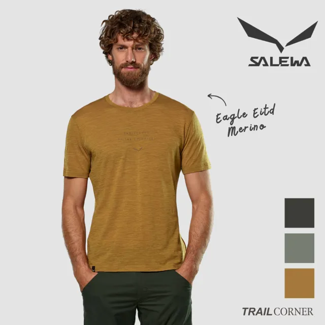 【SALEWA】EAGLE EITD MERINO T-SHIRT 男 短袖羊毛T恤(運動上衣 夏季短袖排汗衣)