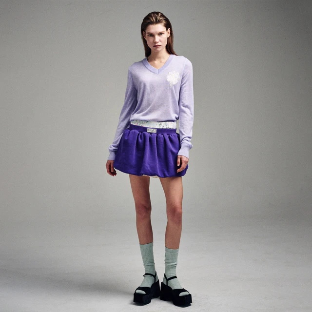 MARDI MERCREDI 針織V領羊毛衣 碳黑色 方形L