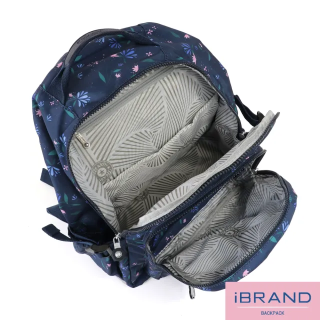 【iBrand】簡約輕盈防潑水印花大口袋後背包(雙11 多色任選)