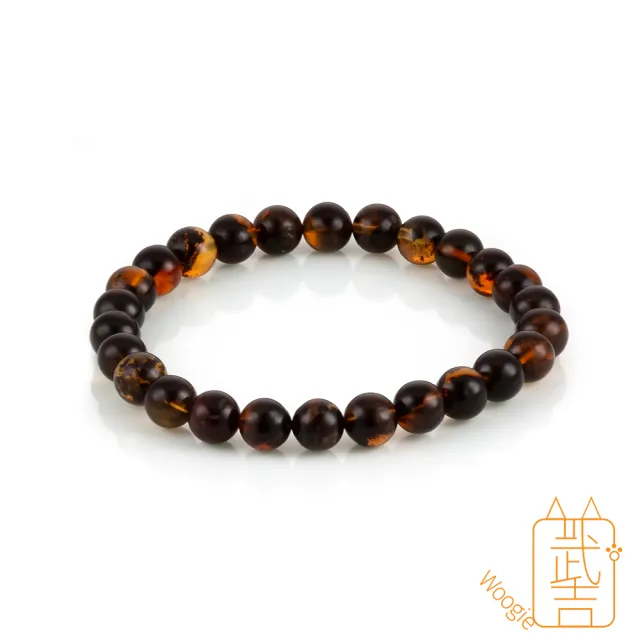 【Woogie武吉珠寶】琥珀蜜蠟綠藻琥珀手鍊(7-8mm綠藻)