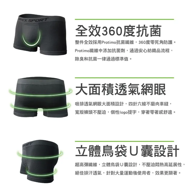 【AREXSPORT】抑菌內褲 男內褲 男三角 男四角 無縫內褲 台灣製(消臭率高達92% 高彈力臀圍可穿45吋)