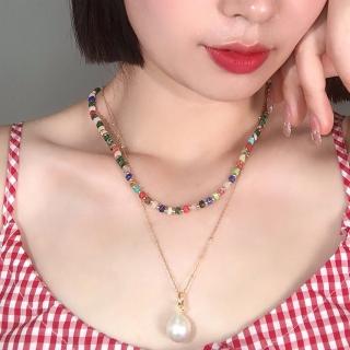 【KT DADA】串珠項鍊 波希米亞 串珠手鍊 彩色項鍊 寶石項鍊 女生項鍊 五行手鍊 個性項鍊 可愛項鍊