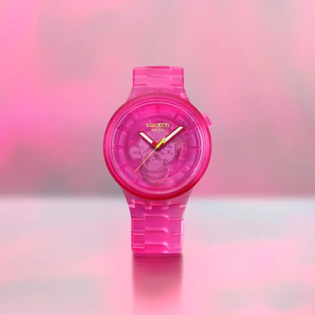 【SWATCH】BIG BOLD 系列手錶 PINK JOY 粉紅 男錶 女錶 手錶 瑞士錶 錶(47mm)