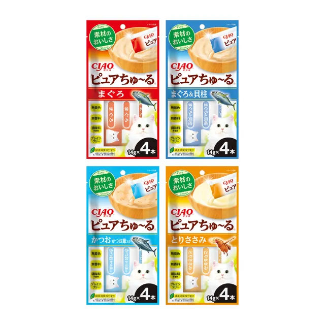 【CIAO】純萃啾嚕肉泥 14g*4入(CIAO、貓零食、貓點心、肉泥、pure、啾嚕)