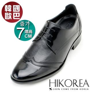【HIKOREA】正韓製。紳士款真皮手工隱形增高8cm磨砂皮革拼接綁帶尖頭皮鞋/版型正常(8-9032/現+預)