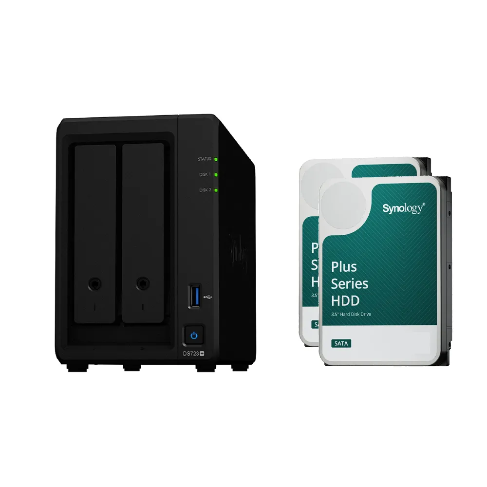 【Synology 群暉科技】搭HAT3300 4TB x2 ★ DS723+ 2bay NAS 網路儲存伺服器