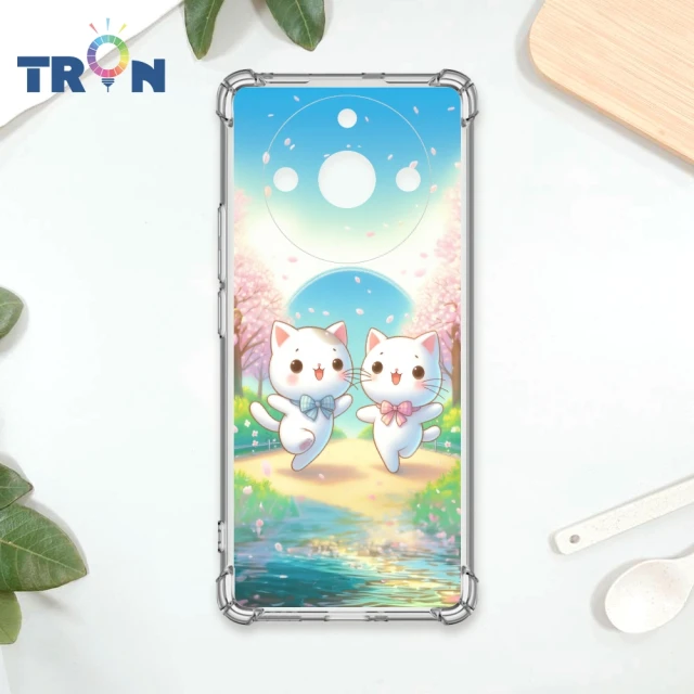 TRON REALME 11 PRO/11 PRO+ 櫻花插畫風格白貓咪 四角防摔殼 手機殼