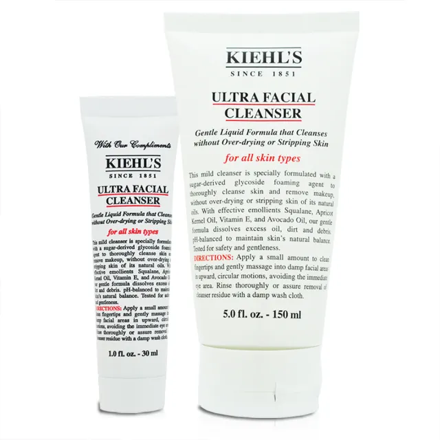 【Kiehl’s 契爾氏】冰河保濕潔面乳150ml 贈冰河保濕潔面乳 30ml(百貨專櫃貨)