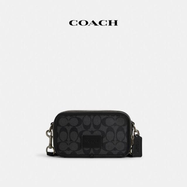 【COACH蔻馳官方直營】WYATT經典Logo斜背包-炭黑色/黑色(CM109)