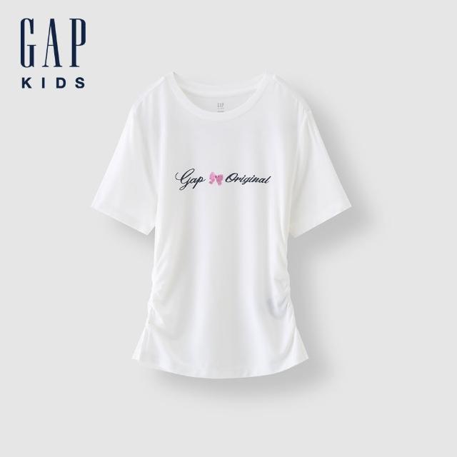 【GAP】女童裝 Logo印花圓領短袖T恤-白色(465945)