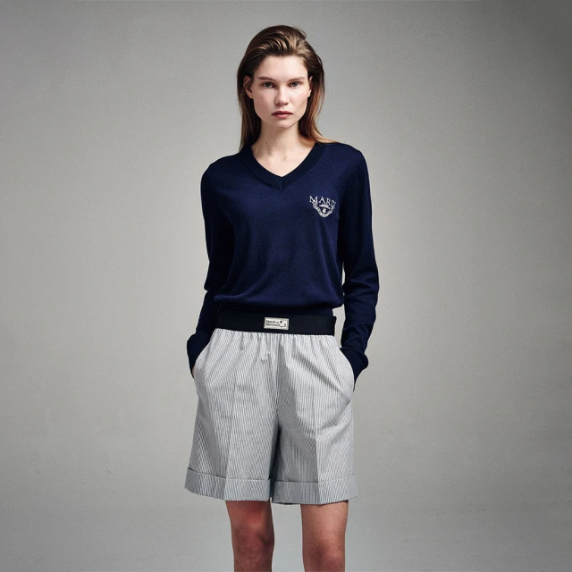 MARDI MERCREDI 針織V領羊毛衣 碳黑色 方形L