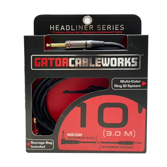 【Gator Frameworks】GCWH-INS-10RAQT 10英尺 直L頭 靜音指示導線(鍍金插頭)