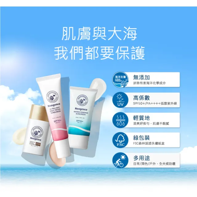 【Neogence 霓淨思】全天候亮顏UV隔離乳30ml-SPF50+/PA++++(海洋友善)