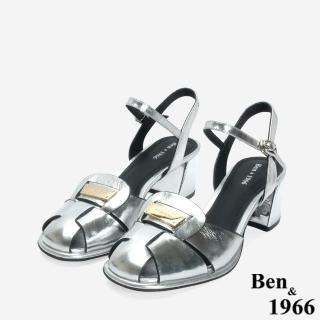 【Ben&1966】高階金屬牛皮質感個性高跟涼鞋-24666