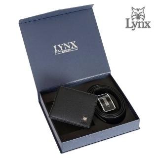 【LYNX】進口牛皮皮帶皮夾禮盒組(NAPA皮帶皮夾 節日送禮 訂婚8禮)
