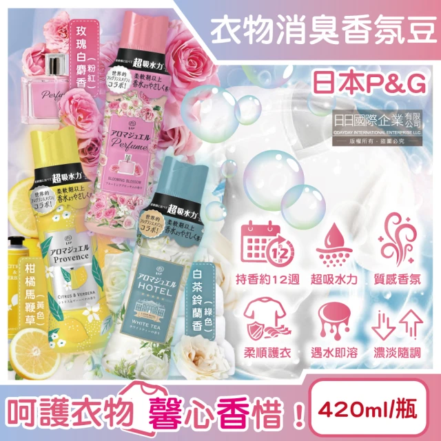 日本P&G Lenor芳香寶石系列超吸水力顆粒香香豆420ml/瓶(長效留香約12週消臭柔軟劑室內晾曬防臭洗衣機)