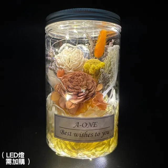 【A-ONE 匯旺】永生小花罐 太陽玫瑰花束 黃金球索拉花 滿天星 乾燥花 兔尾草花瓶