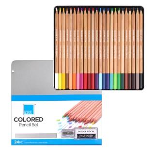 【COLOUR BLOCK】24色油性色鉛筆鐵盒繪畫套組(彩色鉛筆 美術色鉛筆 寫生 開學文具 畫畫禮物)