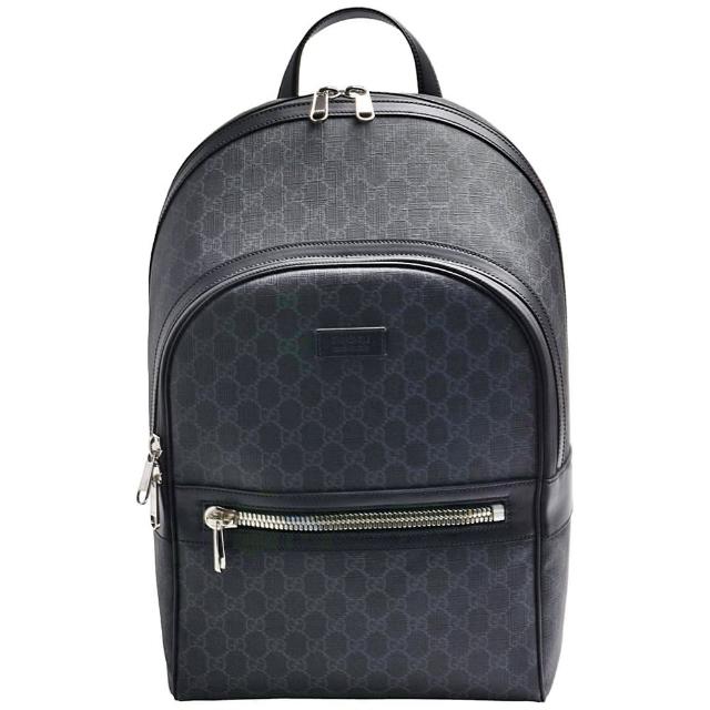 【GUCCI 古馳】經典GG SUPREME印花帆布後背包(黑色771158-KAAAK-1144)