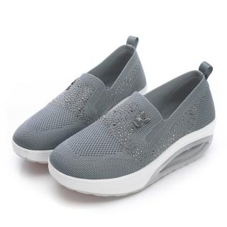 【PLAYBOY】PLAYBOY 銀河閃鑽 抗震增高氣墊鞋-灰藍-PY0052
