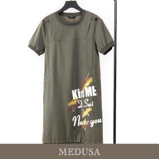 【MEDUSA 曼度莎】現貨-Kiss Me 潑墨棉質休閒洋裝（M-XL）｜短洋裝 一件式洋裝(301-24406)