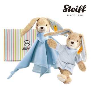 【STEIFF】Hoppel Rabbit 有機棉兔 安撫巾&玩偶(安撫彌月禮盒)
