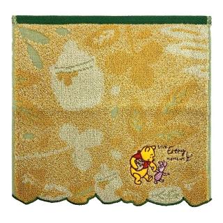 【Marushin 丸真】迪士尼 小熊維尼 刺繡純棉方巾 花草剪影