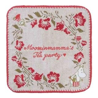 【Marushin 丸真】Moomin 嚕嚕米 刺繡純棉小方巾 媽媽茶會 花朵