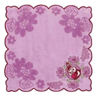 【Marushin 丸真】Moomin 嚕嚕米 刺繡純棉小方巾 小美 花朵紫
