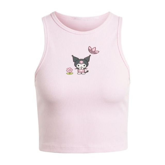 【adidas 愛迪達】Tank Top K 女 短版 背心 HELLO KITTY 酷洛米 修身 休閒 粉紅(JG8051)